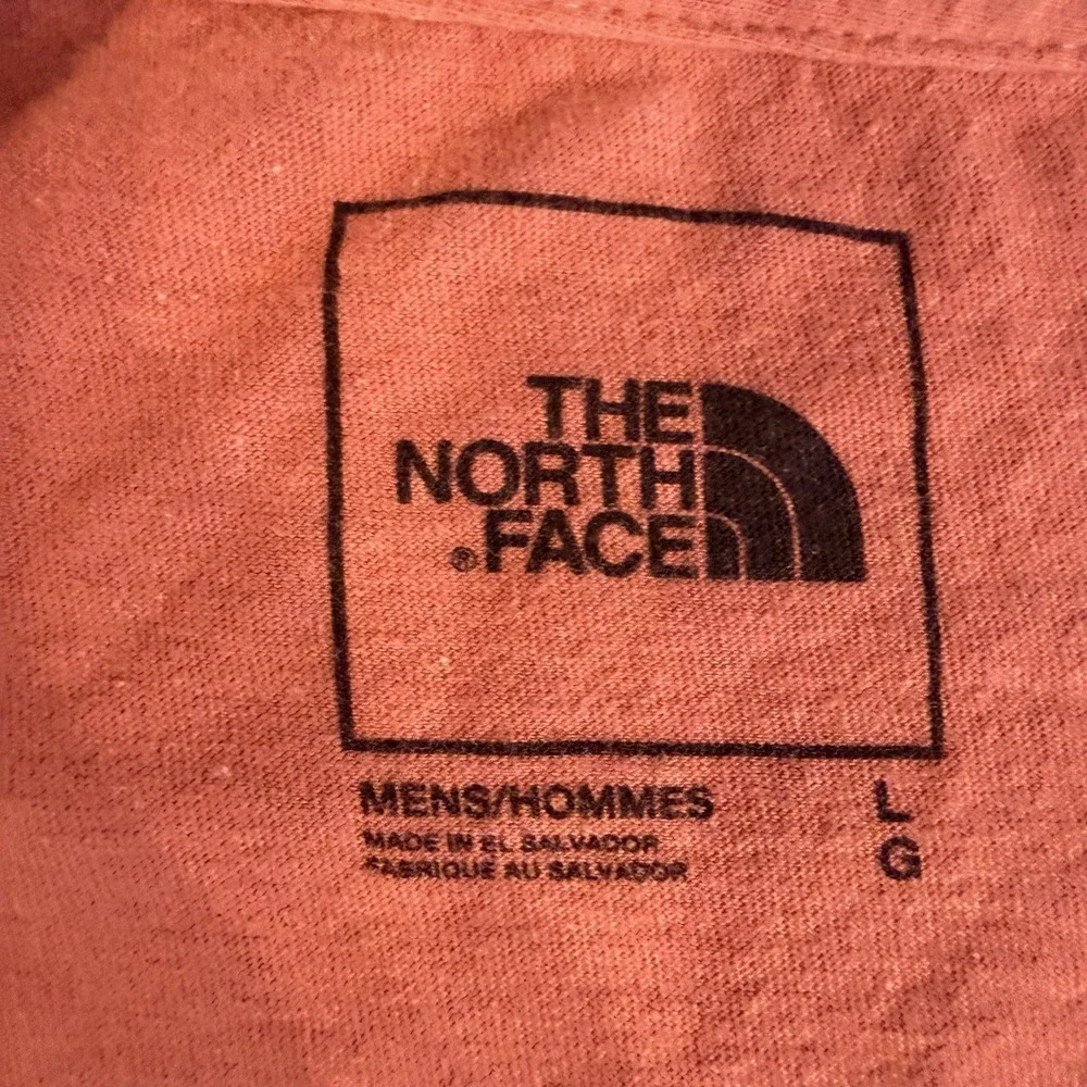The North Face T Shirt Mens L Orange Logo Back Graphic Outdoor Hiking